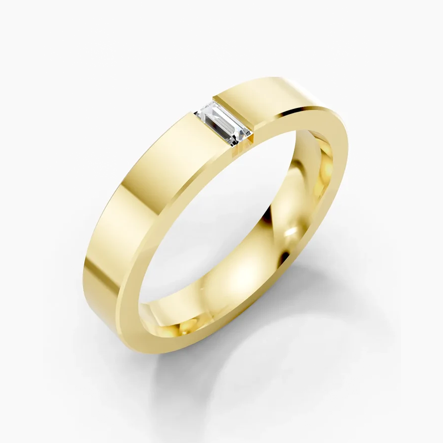 Golden Axis Baguette Titanium Band